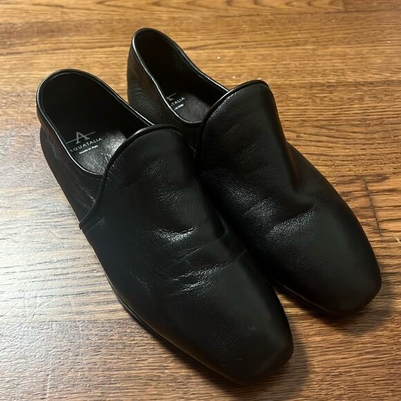 Aquatalia Revy Black Leather Loafers Size Women's 7.5 - Picture 1 of 8